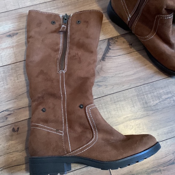 Brown vegan suede tall lined boots 9 - Picture 3 of 16